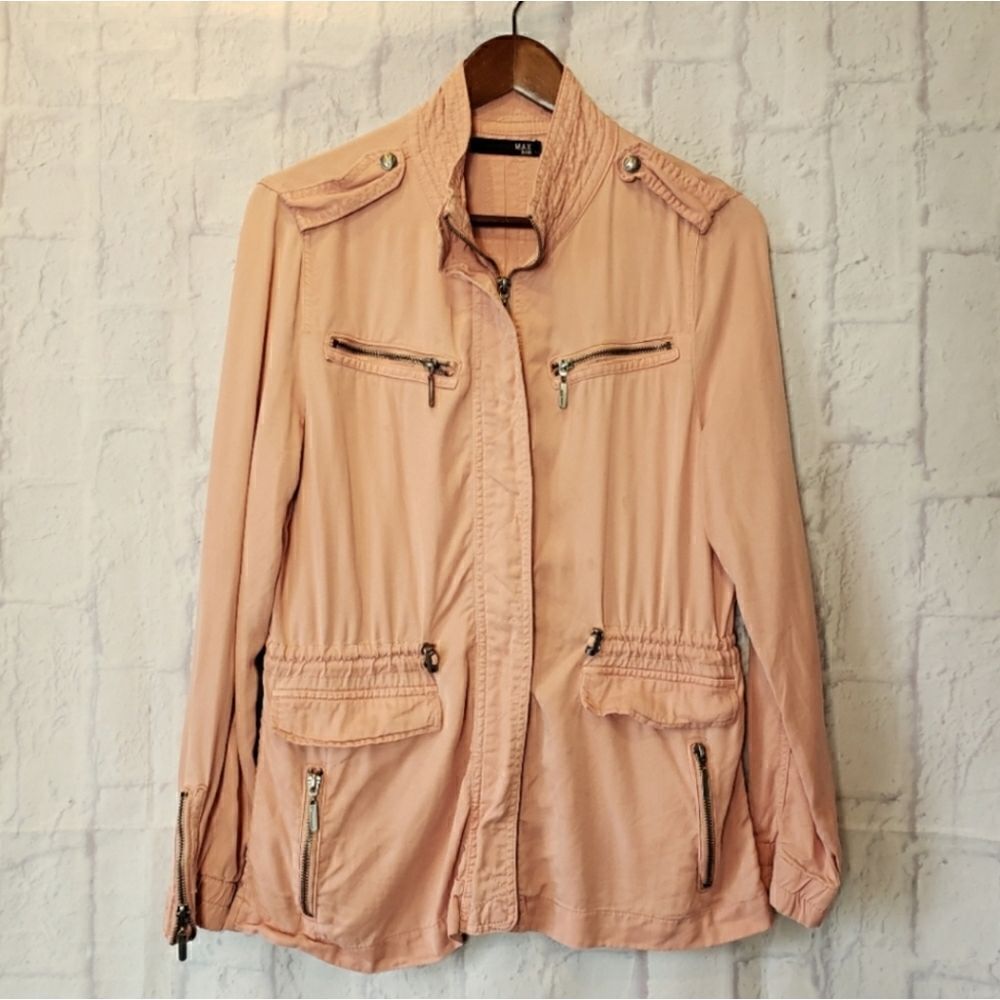 MAX JEANS Zip Front Utility Jacket Muted Peach Small